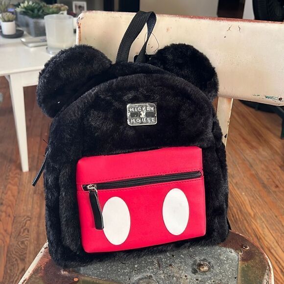 Disney Faux Fur Mickey Mouse Backpack - Picture 1 of 7